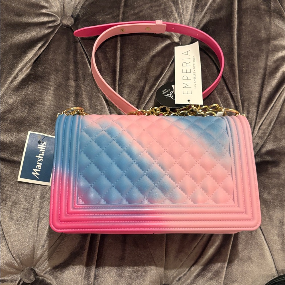 Chic Pink and Blue Quilted Women's Bag - Picture 2 of 3